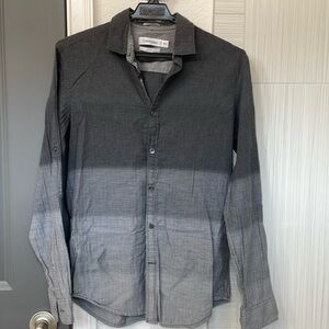 EUC CALKIN KLEIN Grey Ombré Casual L/S Shirt, Size XS